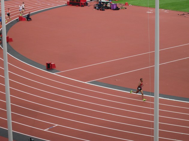 Olympic Park, 8.08.12, 5000m, Heat 1, Ferrera about to be lapped